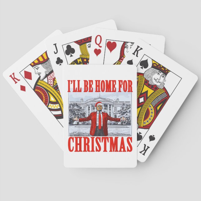 Trump Santa Hat | I'll Be Home For Christmas Poker Cards (Back)