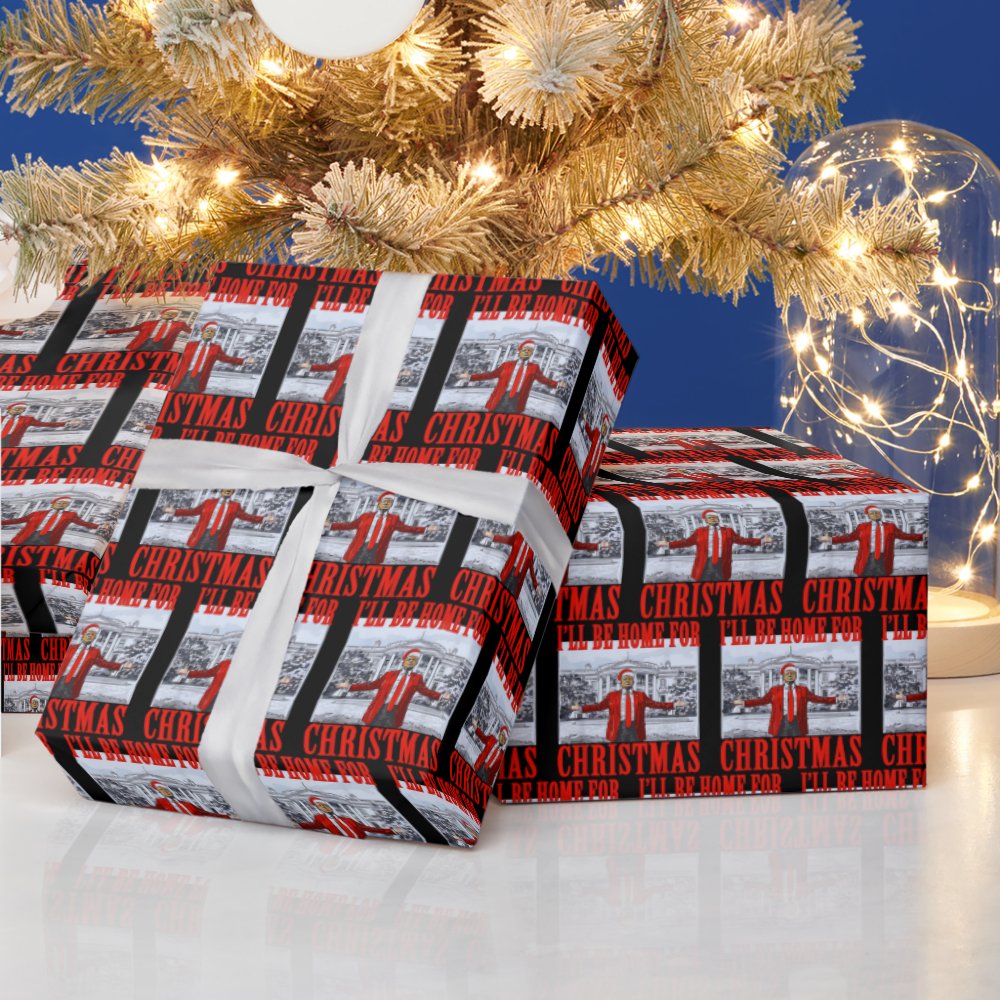 Disover Trump Santa Hat | I'll Be Home For Christmas Wrapping Paper