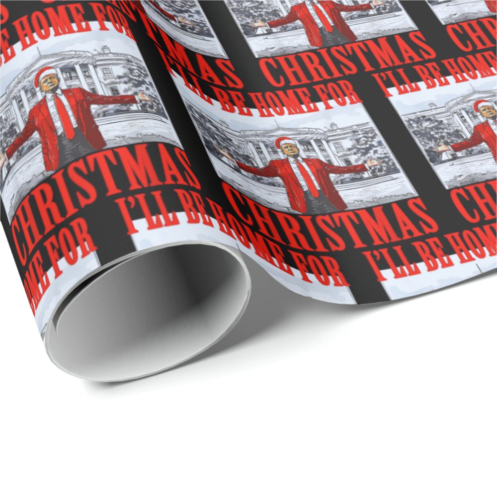 Discover Trump Santa Hat | I'll Be Home For Christmas Wrapping Paper