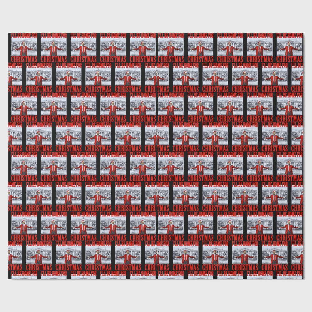 Discover Trump Santa Hat | I'll Be Home For Christmas Wrapping Paper