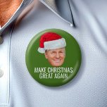 Trump Santa Hat - Make Christmas Great Again funny Button<br><div class="desc">A funny design supporting President Trump. Make Christmas great again with a photo of Donald Trump with a Santa Hat.</div>