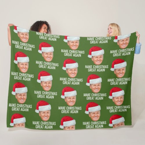 Trump Santa Hat _ Make Christmas Great Again funny Fleece Blanket