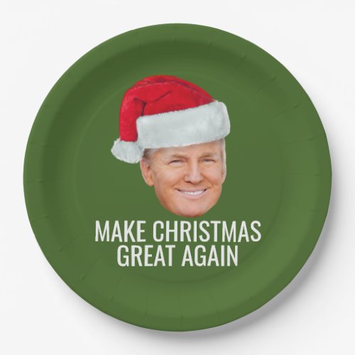 Trump Santa Hat Make Christmas Great Again funny Paper Plates
