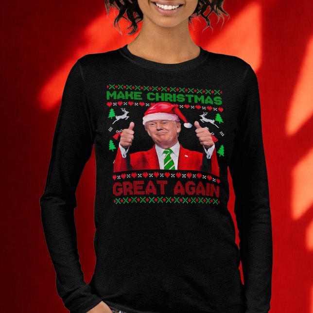 Trump Santa hat Make Christmas Great Again Women Tri-Blend Shirt (Creator Uploaded)
