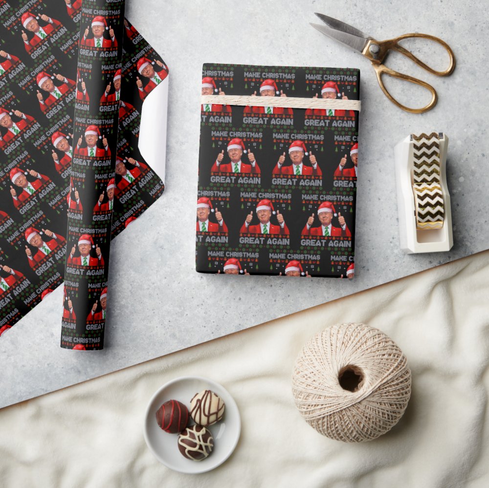 Disover Trump Santa Hat | Make Christmas Great Again Wrapping Paper