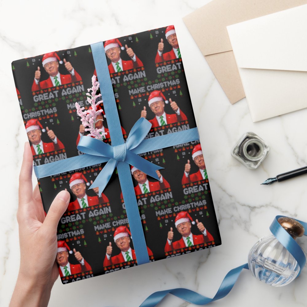 Disover Trump Santa Hat | Make Christmas Great Again Wrapping Paper