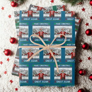Trump Santa Hat Make Christmas Great Again Wrapping Paper Sheets