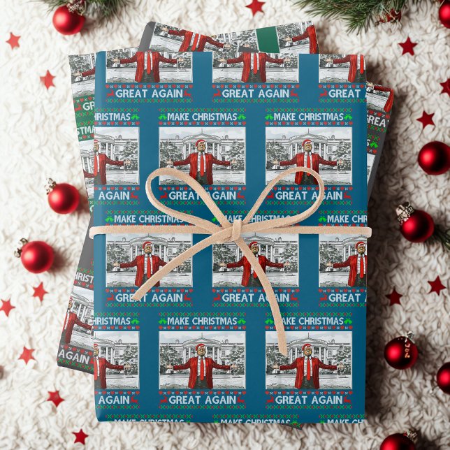 Trump Santa Hat | Make Christmas Great Again Wrapping Paper Sheets (Creator Uploaded)