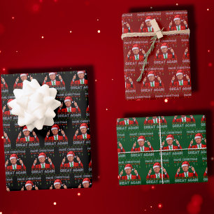 Trump Santa Hat Make Christmas Great Again Wrapping Paper Sheets