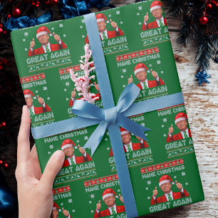 Trump Santa Hat, Trump Make Christmas Great Again Wrapping Paper