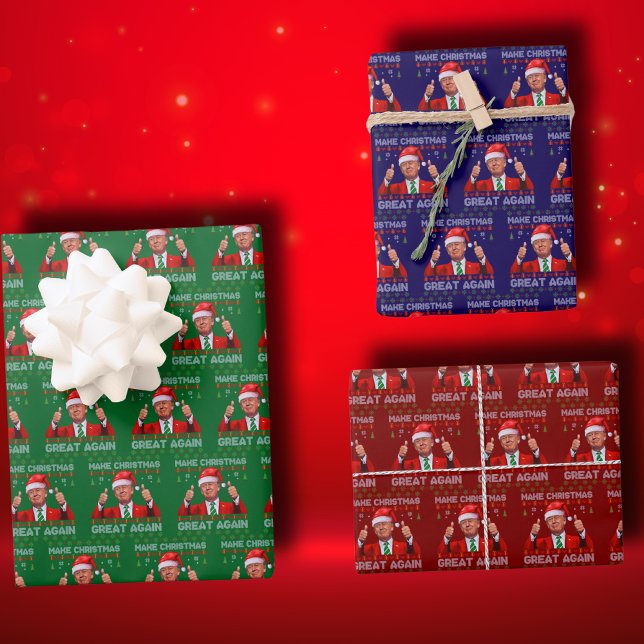 Trump Santa Hat | Trump Make Christmas Great Again Wrapping Paper Sheets (Creator Uploaded)