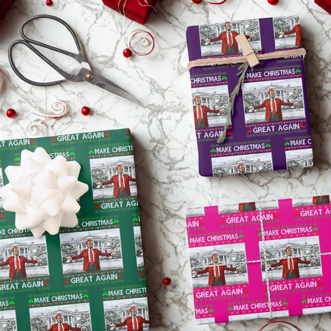 Trump Santa Hat | Trump Make Christmas Great Again Wrapping Paper Sheets (Creator Uploaded)