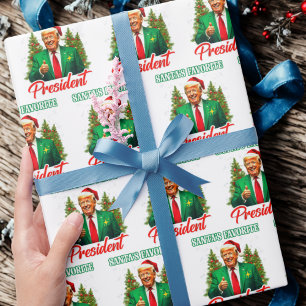 Trump Santa Hat Wrap Santa's Favorite President Wrapping Paper