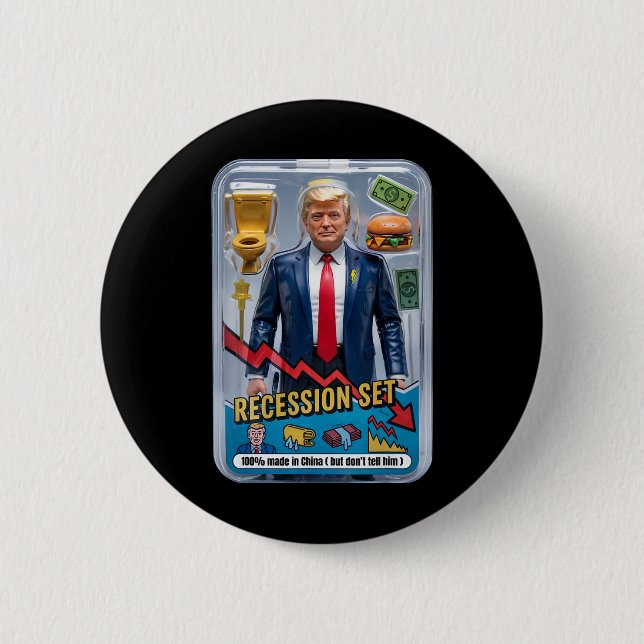 Trump Satire Survived Recession Box Set Action Fig Button (Front)