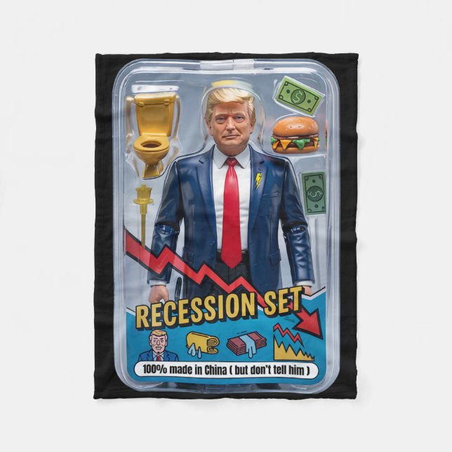 Trump Satire Survived Recession Box Set Action Fig Fleece Blanket (Front)