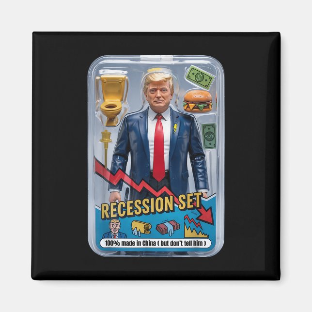 Trump Satire Survived Recession Box Set Action Fig Magnet (Front)