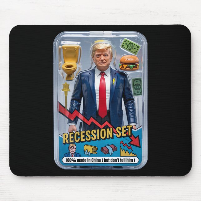 Trump Satire Survived Recession Box Set Action Fig Mouse Pad (Front)