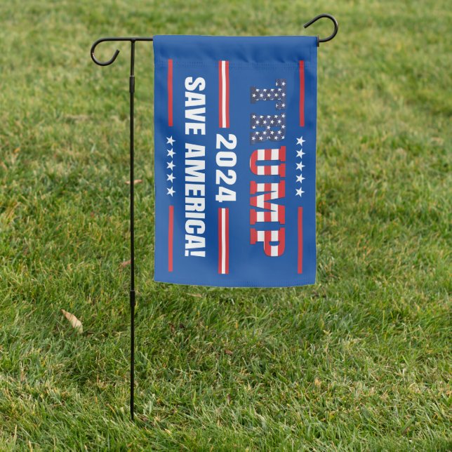 Trump save America again 2024 USA elections MAGA Garden Flag (In SItu)