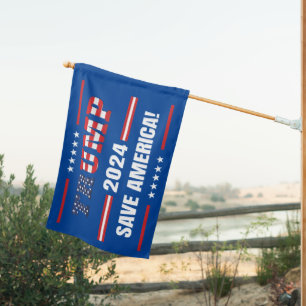 Trump save America again 2024 USA elections MAGA House Flag
