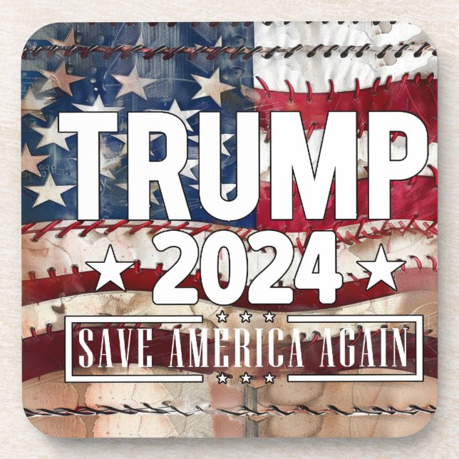 Trump! save America again. Beverage Coaster (Front)