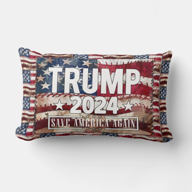 Trump! save America again. Lumbar Pillow (Front)