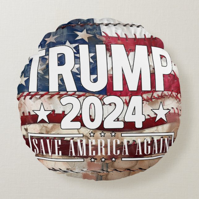Trump! save America again. Round Pillow (Front)