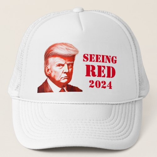 Trump Seeing Red Unofficial Mug Shot Trump 2024 Trucker Hat