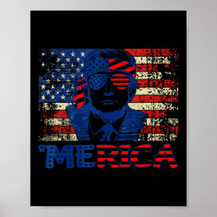 Trump Shirts Fourth 4th Of July Trump American Fla Poster