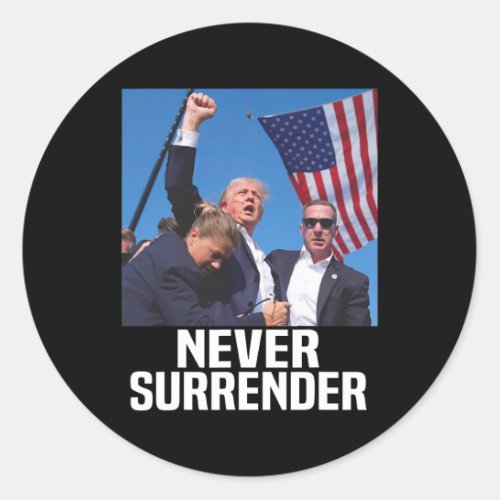 Trump Shot Never Surrender 2024  Classic Round Sticker