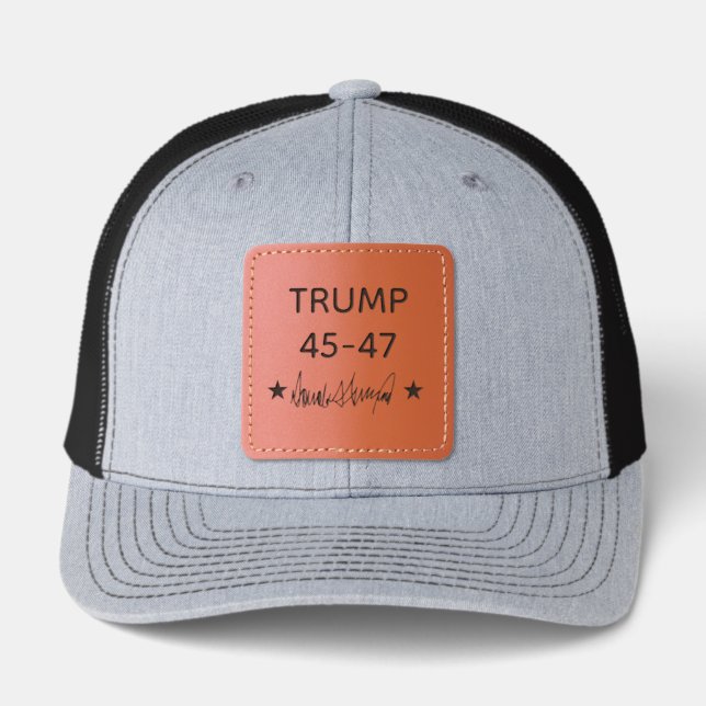 Trump Signature 45-47 Leather Patch Hat (Front)
