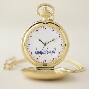 Trump Signature stars stripes style Pocket Watch