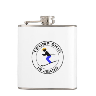 Trump Skis In Jeans Hip Flask