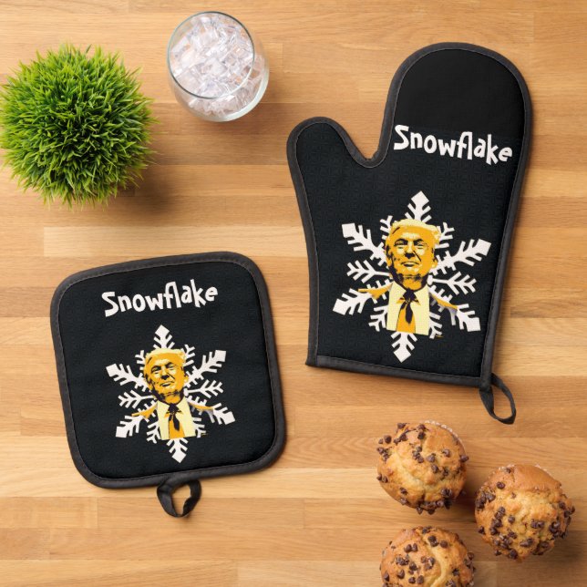 Trump/Snowflake Oven Mitt & Pot Holder Set (Top Down)