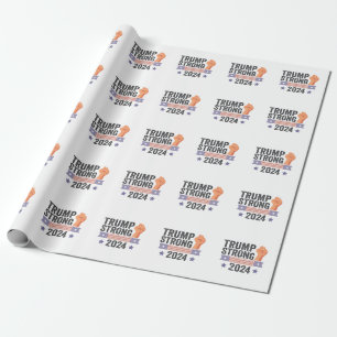 Trump Strong 2024 Patriotic American Flag Election Wrapping Paper