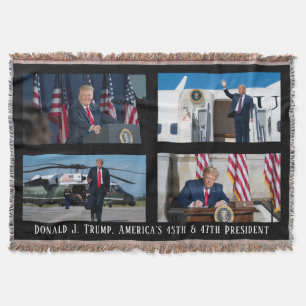 Trump Supporter Gift 47th President Donald Photo Throw Blanket