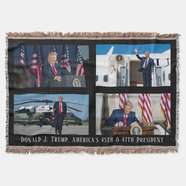 Trump Supporter Gift 47th President Donald Photo Throw Blanket (Front)