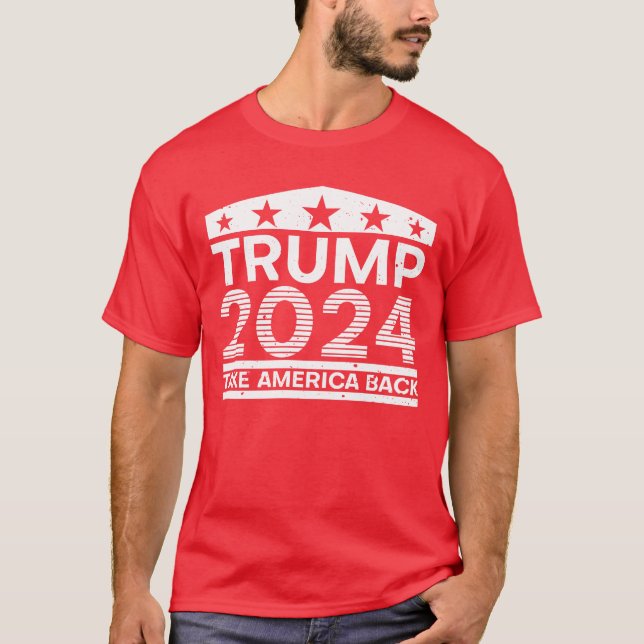 Trump Take America Back 2024 USA Flag Trump 2024 T-Shirt (Front)