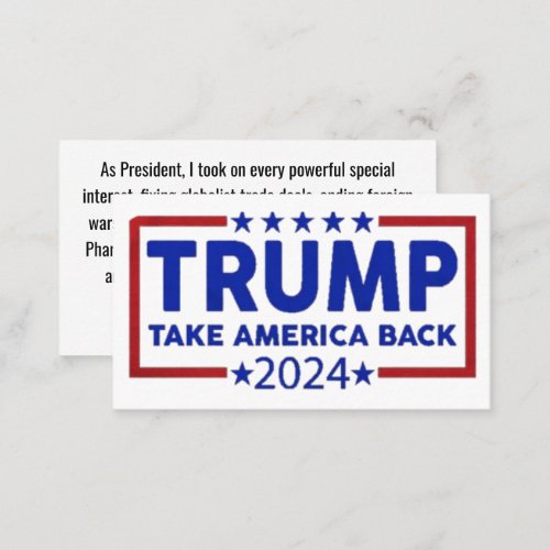 Trump Take America Back Again Calling Card