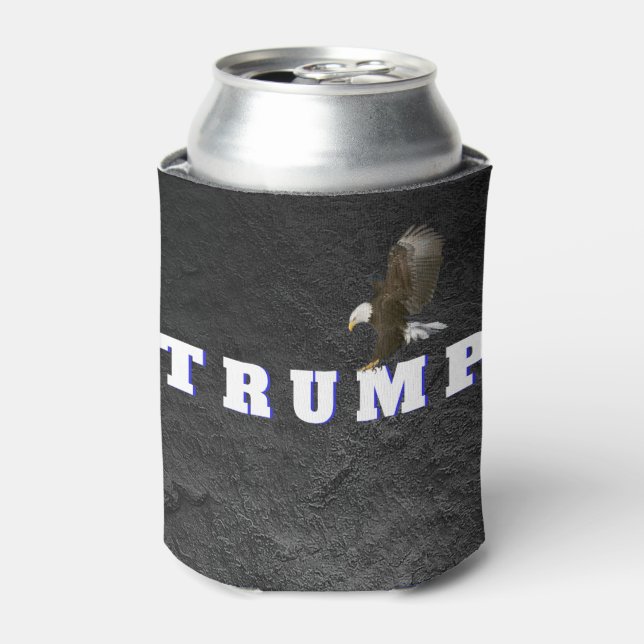 Trump Text on Black Rock Can Cooler (Can Front)