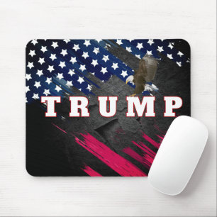 Trump Text On USA Flag with Bald Eagle  Mouse Pad