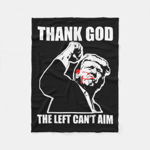 Trump Thank God The Left Can't Aim , Small, Black  Fleece Blanket