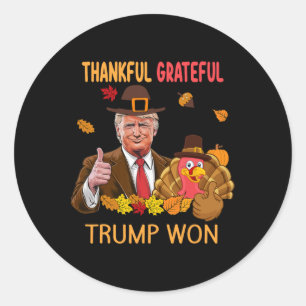 Trump Thanksgiving Turkey Fall Thankful Grateful M Classic Round Sticker
