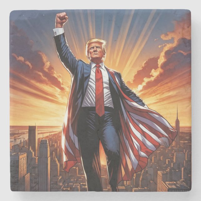 "Trump the American Superhero Coasters"  Stone Coaster (Front)