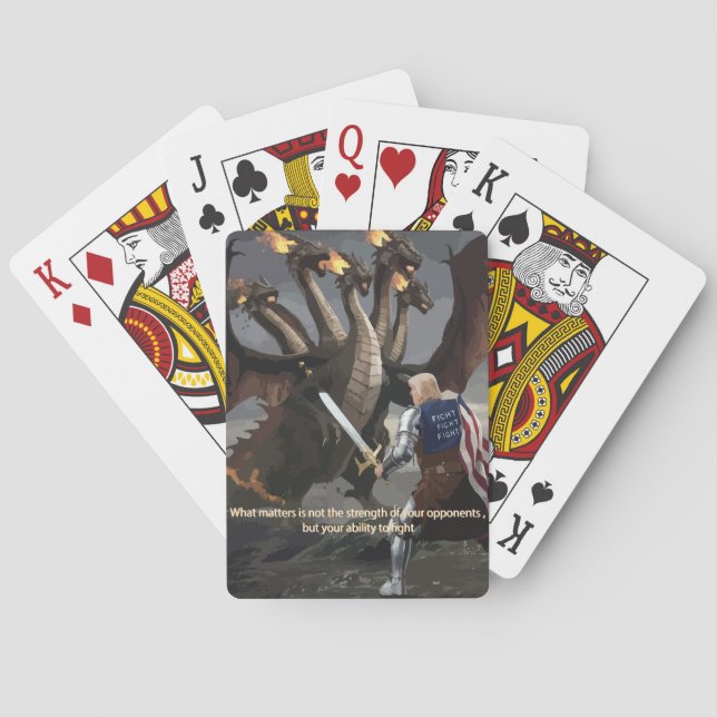 Trump the Knight Battling the Hydra Playing Cards (Back)