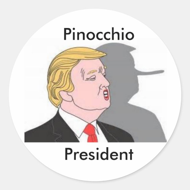 Trump the Pinocchio President sticker (Front)