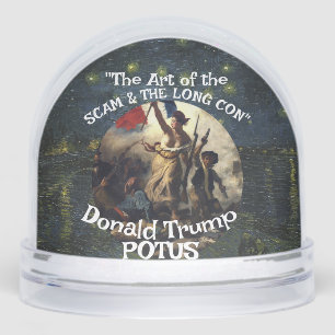 Trump The Short Con an Artist's Perspective" Book Snow Globe