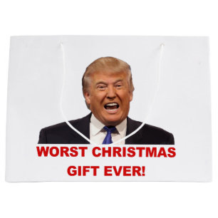Trump, the worst Christmas gift ever! Large Gift Bag