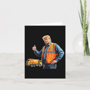 Trump Thumbs Up Garbyge Truck Worker American Flag Card