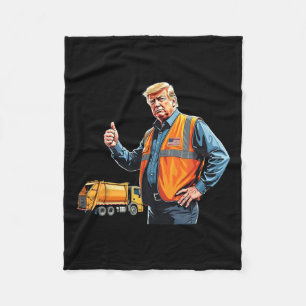 Trump Thumbs Up Garbyge Truck Worker American Flag Fleece Blanket