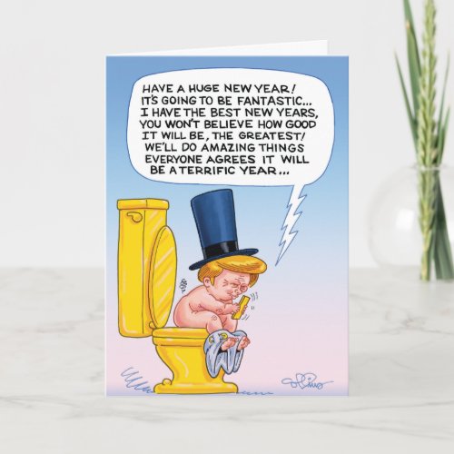 Trump Toilet Tweet New Year Funny Greeting Card
